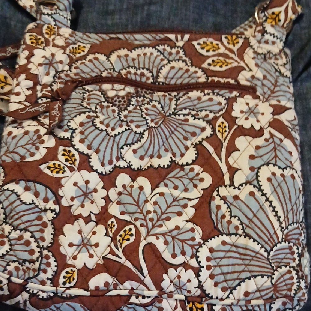 Vera Bradley Blue and Brown Floral Crossbody Bag